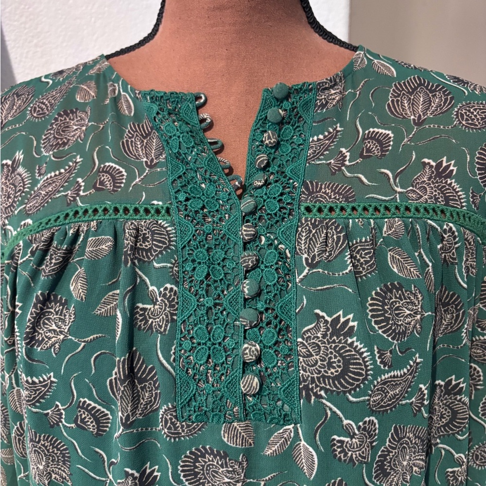 Rebecca Minkoff Florence dress in green paisley print polyester size M. Vintage! - Picture 6 of 16